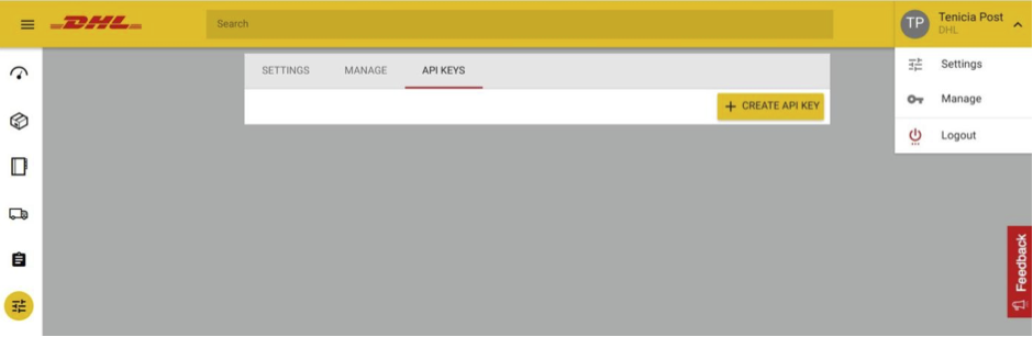 My DHL Parcel API Keys