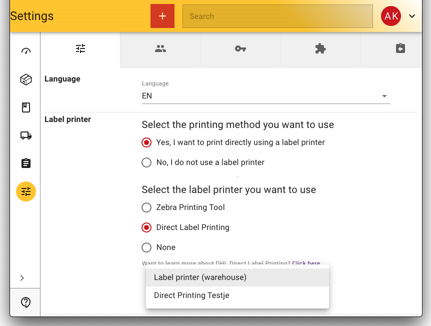 MDP printer settings